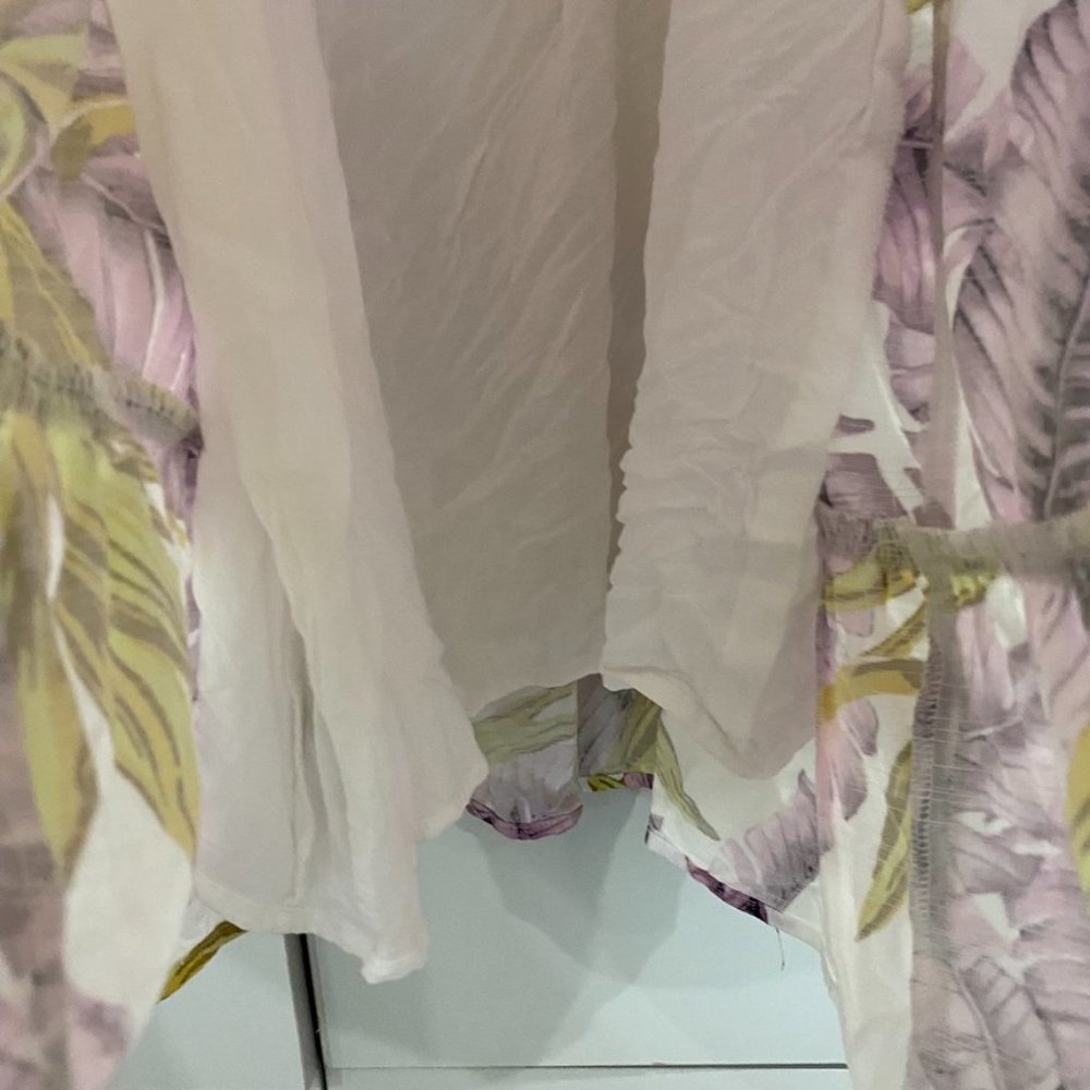 Loft Tropical Tiered Mini Dress Spaghetti Strap Purple White Size 2 - Picture 6 of 11